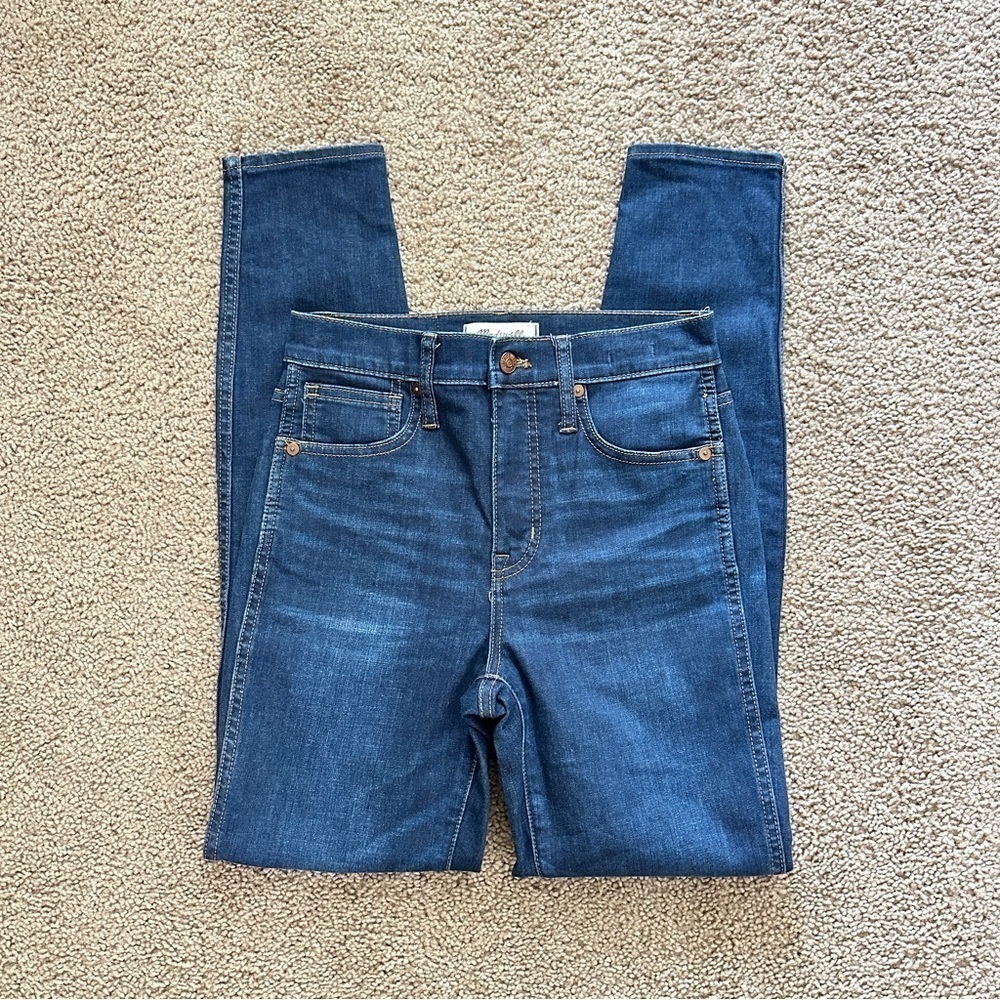 Madewell Women's 10" High-Rise Skinny Jeans in Hayes Wash Dark Blue sz 25